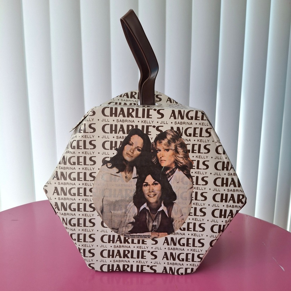 Vintage 1977 Charlie's Angels H-G‎ Toys Vinyl Hexagon Vanity Case Brown Cream